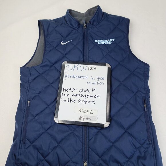 Nike Men's Blue Sleeveless Seacoast United Thermal Quilted Puffer Vest Size L - Picture 6 of 6